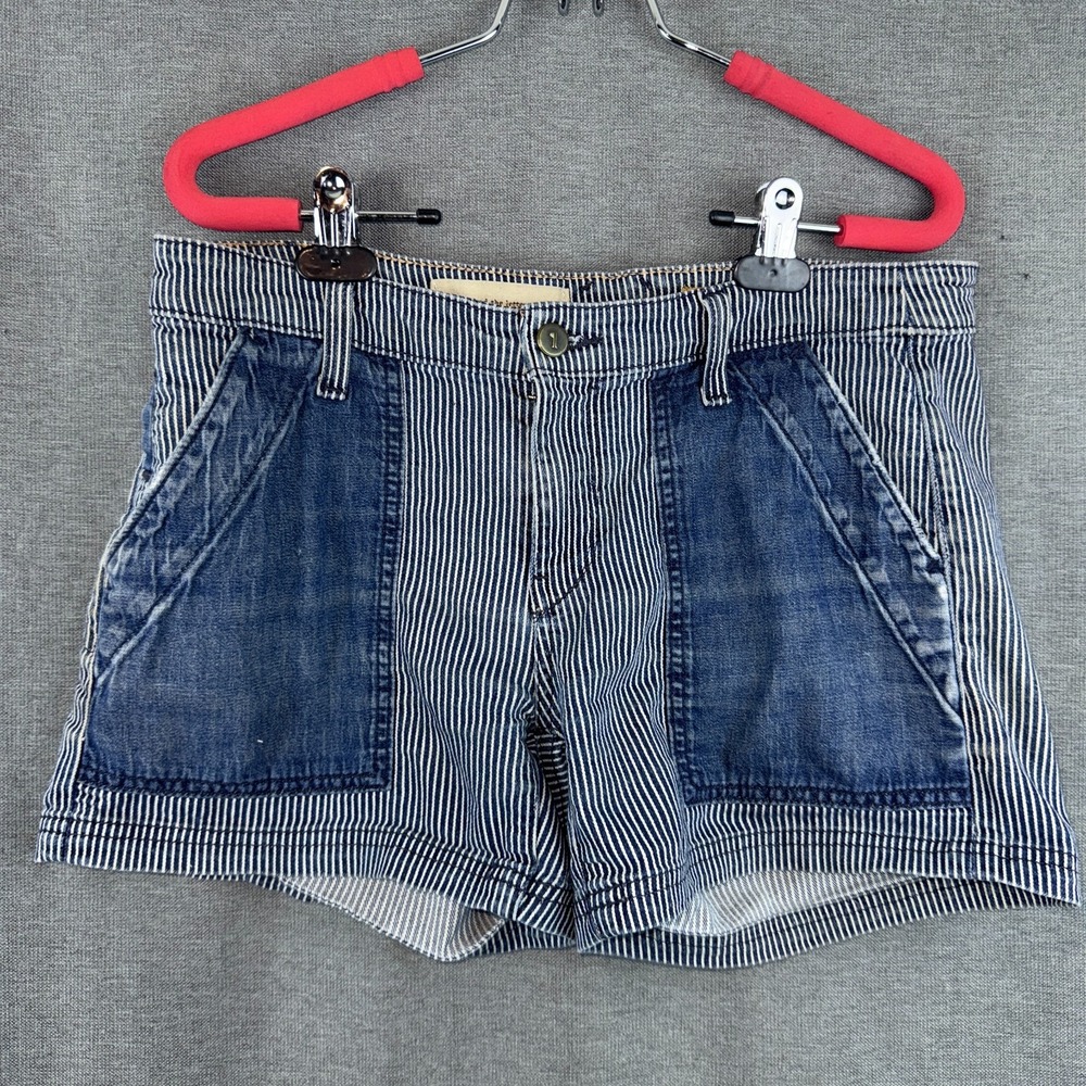 ANTHROPOLOGIE Pilcro and the Letterpress Railroad Striped Denim Shorts Womens 27